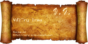 Véry Irma névjegykártya